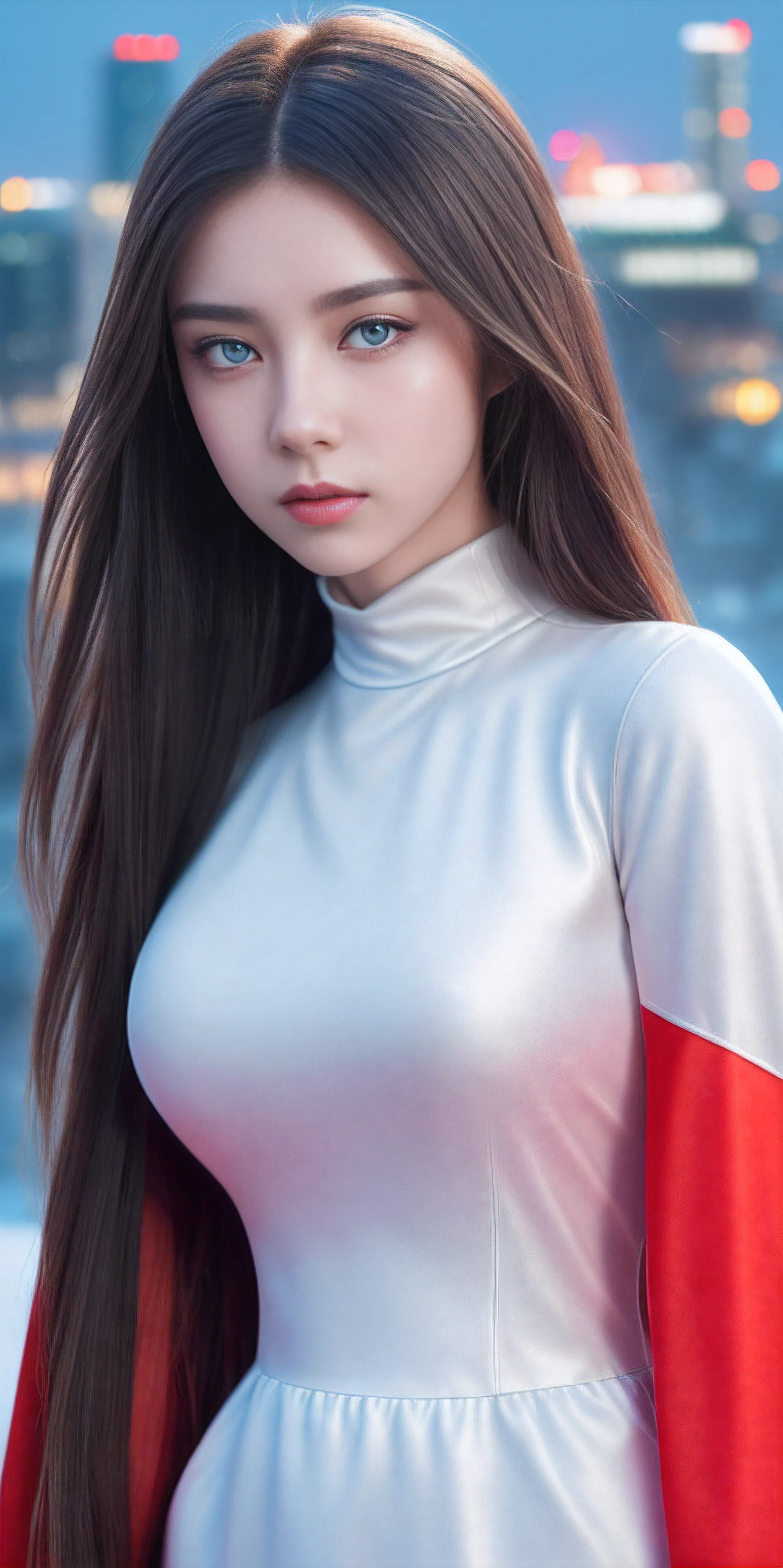 (1girl:1.3), Solo, (((Very detailed face)))), ((Very detailed eyes and face)))), Beautiful detail eyes, Body parts__, Official art, Unified 8k wallpaper, Super detailed, beautiful and beautiful, beautiful, masterpiece, best quality, original, masterpiece, super fine photo, best quality, super high resolution, realistic realism, sunlight, full body portrait, amazing beauty, dynamic pose, delicate face, vibrant eyes, (from the front), She wears Spider-Man suit, red and black color scheme, spider, very detailed city roof background, rooftop, overlooking the city, detailed face, detailed complex busy background, messy, gorgeous, milky white, highly detailed skin, realistic skin details, visible pores, clear focus, volumetric fog, 8k uhd, DSLR, high quality, film grain, fair skin, photo realism, lomography, futuristic dystopian megalopolis, translucent
