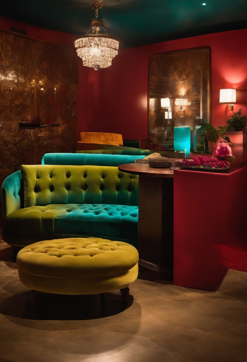 sala de estar confortavel em um bunker de luxo
