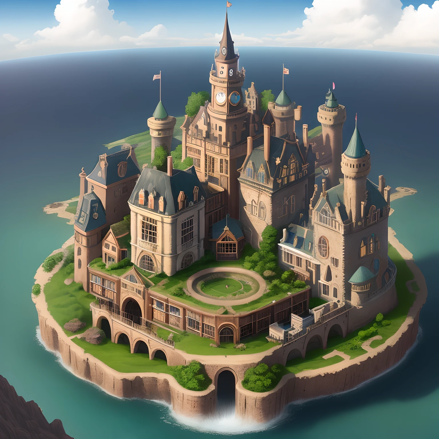 Steampunk Island Country Castle Town