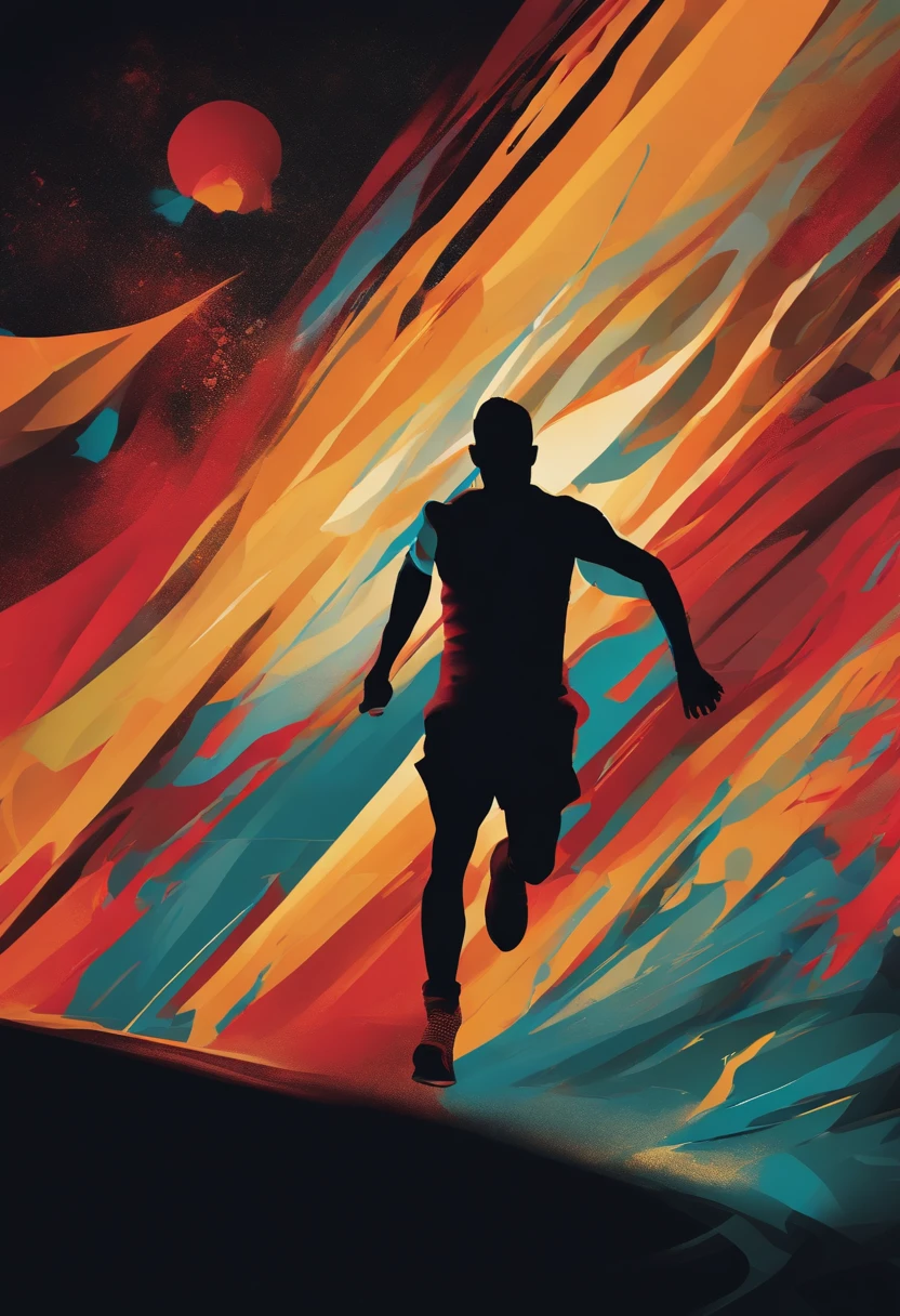 A man on the run，marathon，Abstract logo