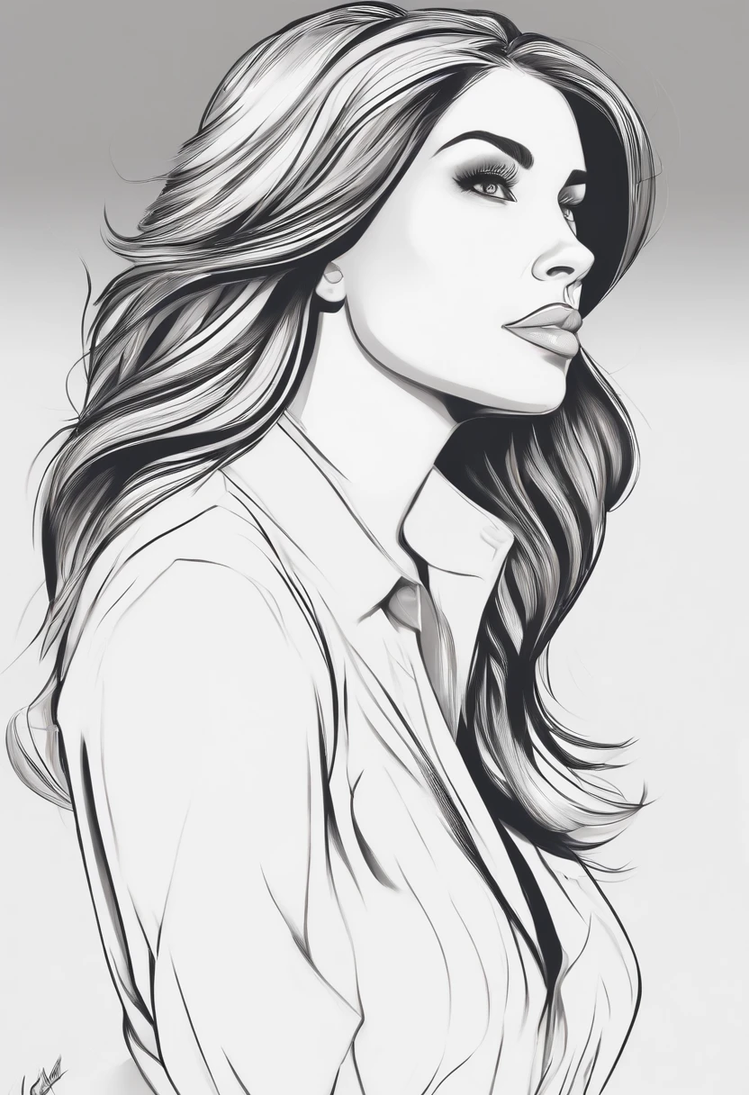 caricatura pixar estilo desenho 3d de uma mulher arafed com longos cabelos pretos e uma camisa branca, female with long black hair, perfil da mulher, retrato centrado no perfil lateral, perfil lateral cenetered retrato, pose de perfil elegante, retrato de perfil lateral, mulher com cabelo preto, cabelos pretos longos e finos, pose de perfil elegante, perfil lateral cintura para cima retrato, perfil de uma mulher, a mulher tem longos cabelos escuros