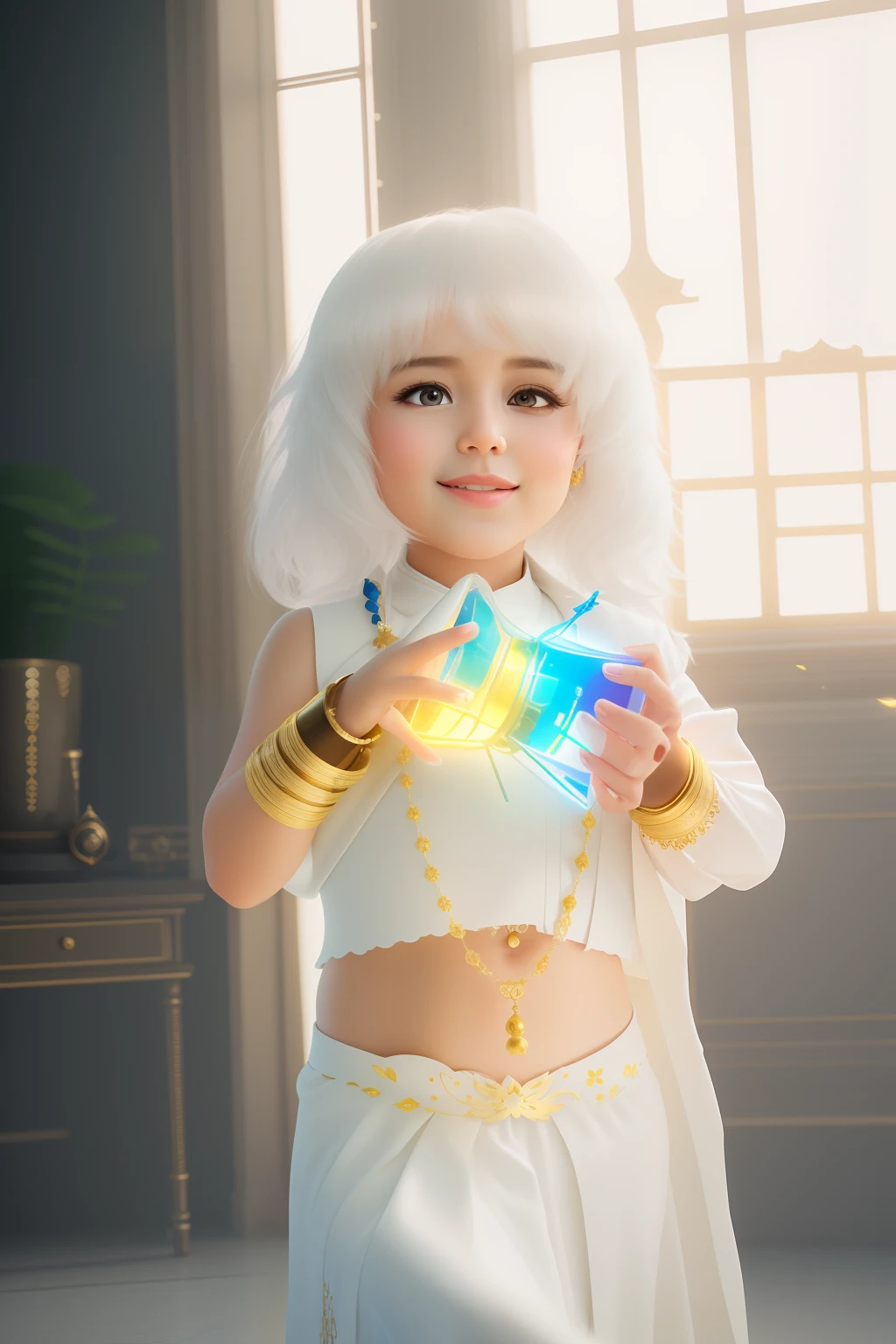 (tmasterpiece), (Need), (super-fine), (full bodyesbian:1.2), ultra cute, 3 year old baby, by Pixar, Gray-white Taoist robes, It's a big eye-catcher, fluffly, ssmile, Delicate and delicate, Fairytales, Incredibly high detail, pixar-style, bright color palette, Natural soft light, Simple background in solid color, Octane rendering, Trends on ArtStation, opulent, ultra-wide-angle, 8K, k hd, realisticlying，Sitting on a lotus flower frontally
