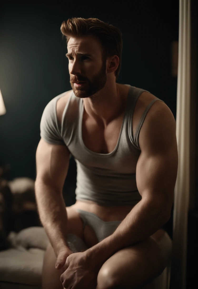 Chris evans in underwear and socks covered in cum