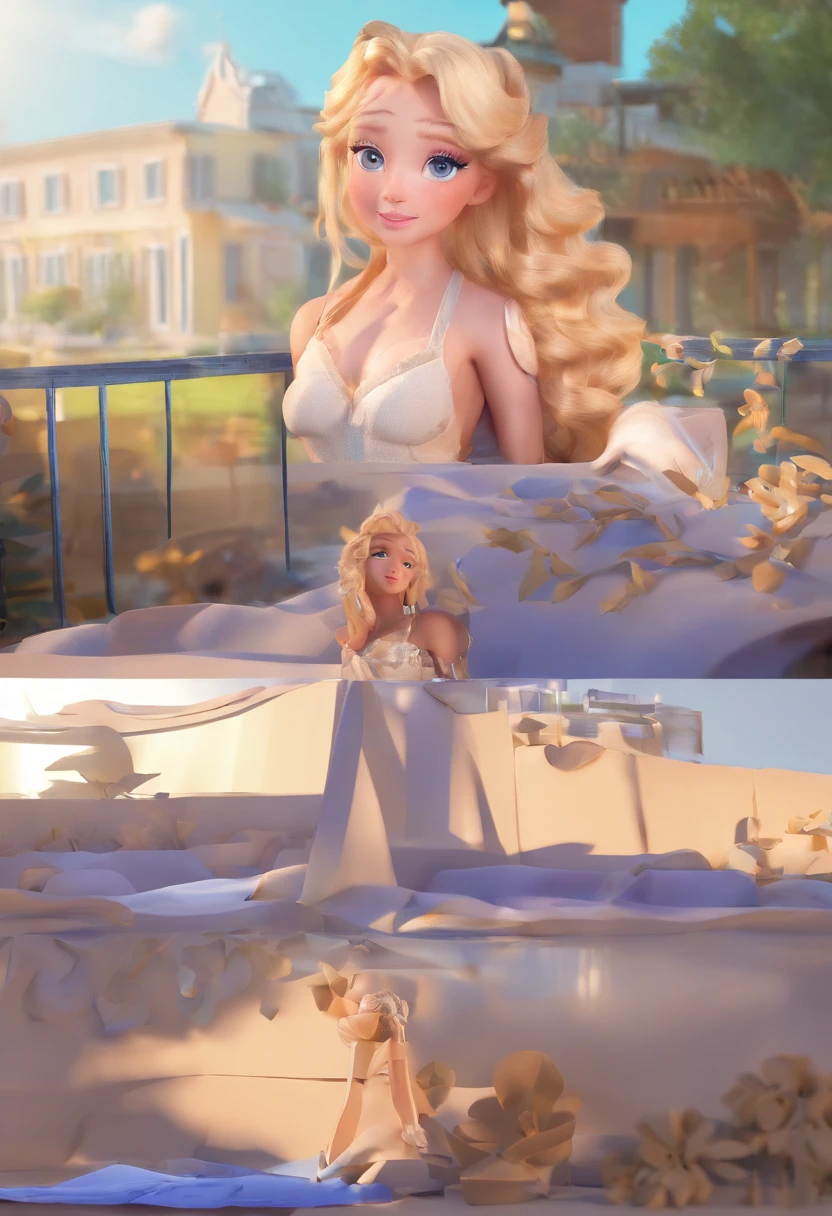 best quality, master part, fotorrealista, extremamente detalhado CG unidade 8k papel de parede, Chibi,1girl, Elsa,sozinho, cheio_corpo, sorrir, Olhando_em_visualizador, ao ar livre,