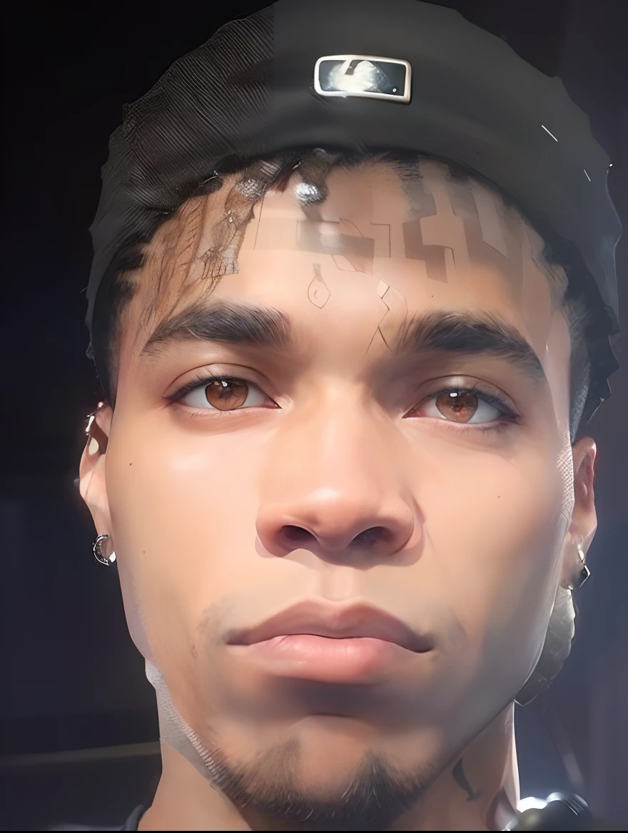 Cute, lightskin, male, dark brown taper fade braids, black t shirt, tattoos, baggy jeans, white sneakers, silver chain around neck, silver watch,