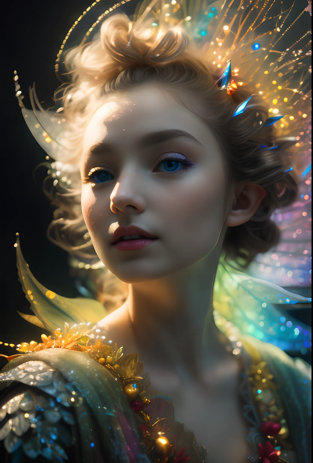 (((girl with))，Arthur effect, Transparent body, Gradient translucent glass melt, Caustics, Clear glass texture, Irridescent color, Designed by Dietrams, It features a simple, Glows in great detail, white backgrounid, industrial design, Studio Lighting, C4D, OC Renderer, Clean shadows, 4K