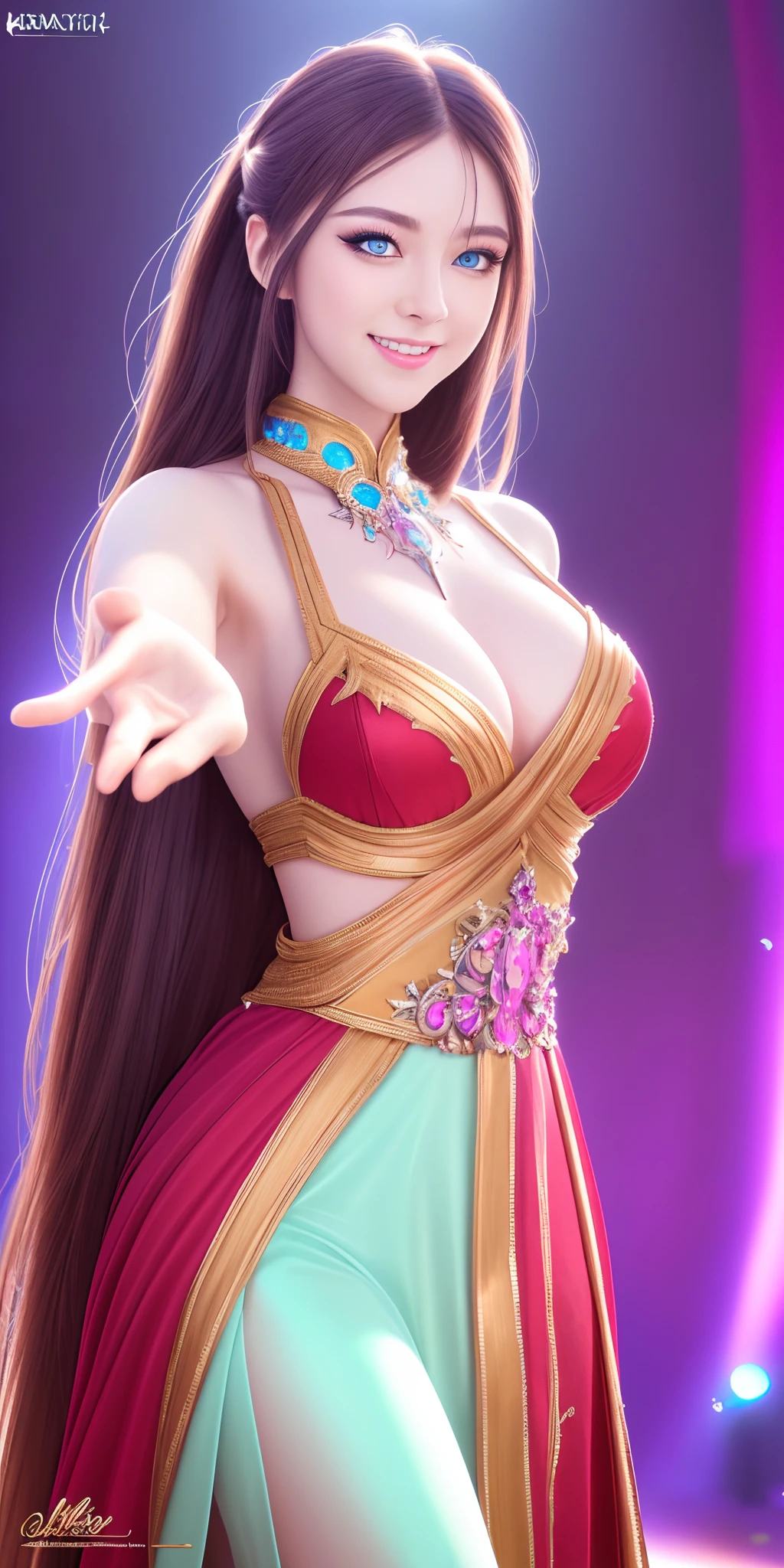 (best quality,4k,8k,highres,masterpiece:1.2),ultra-detailed,realistic:1.37,cosplay girl,beautiful detailed eyes,beautiful detailed lips, smile, happy facial expression, long eyelashes,perfect girl,2girls,stunning detailed costume and accessories,vibrant colors,vivid details,portraits,studio lighting,HDR,sharp focus,physically-based rendering,extravagant hairstyle,fantasy makeup,colorful background,captivating poses,mid-air action,impeccable attention to detail,photo-realistic textures,breathtaking composition,bokeh effect,attention-grabbing artistic style