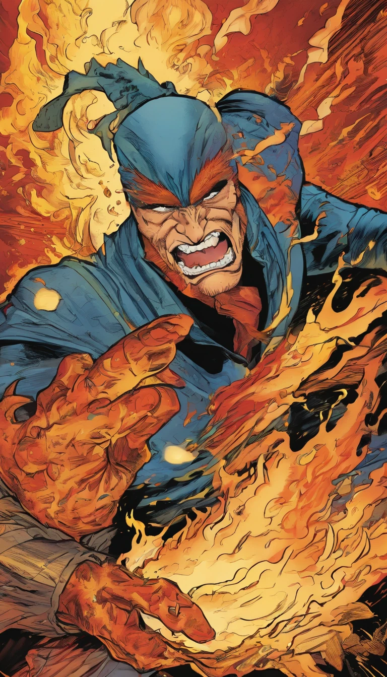 Flames erupted from the man's mouth