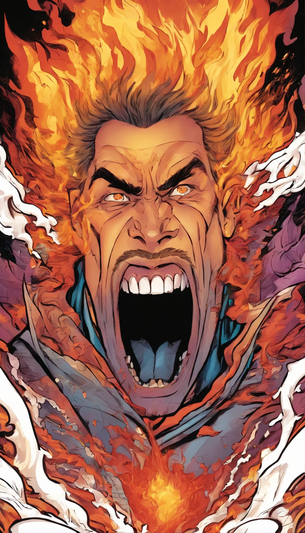 Flames erupted from the mouth