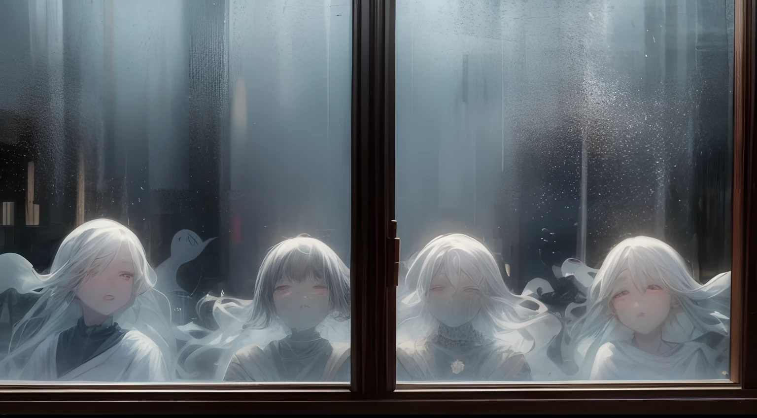 Frosted glass、Figures Behind the Glass、Black people、ghosts、Tons of ghosts
