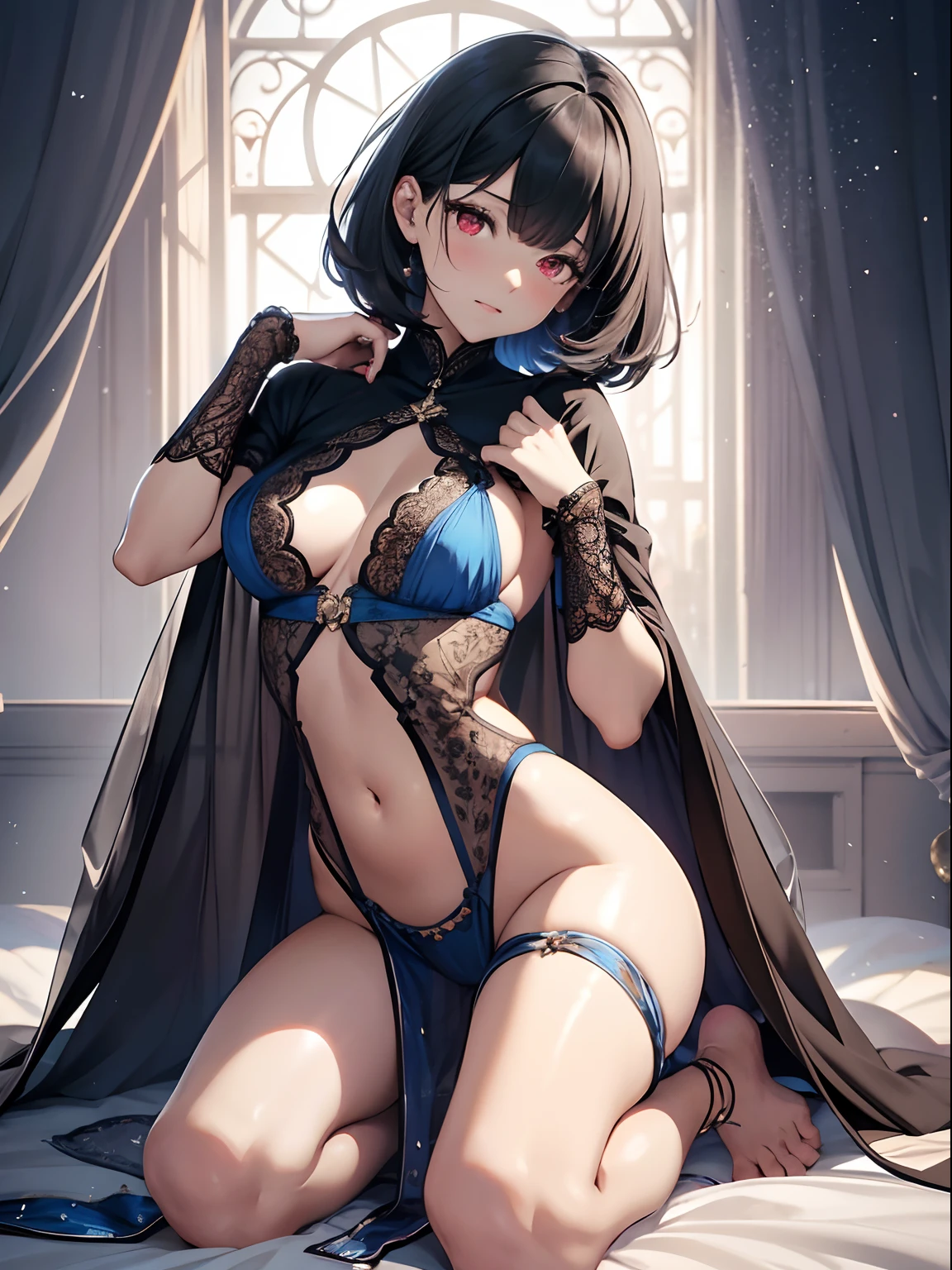 (Enrich your images,Masterpiece-level quality)Beautiful 8K CG artwork,Goddess-like posture,Kneeling exercise,Slim and soft,Translucent skin,black colored hair、aesthetic appearance of very long and untidy hair,,,,,,,,the skin is fair and juicy,,,,,,,,Big JK Uniform,Outlook Part 1.2x Enhanced silhouette effect,Exquisite transparent blues pattern on pajamas,The details are intricate and exquisite,background slightly blurred,Temptation of attractive and voracious feet,droolng,Oversize,blush,Open your legs wide,attract,Platinum Brand,Bob Cut Hair,red eyes,Wheezing,Trance,Poroli,Soft,- Rubbed violently from behind,show through,Plug-ins,Kiss on the back