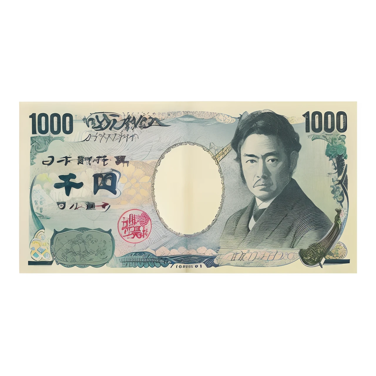 Close up of Japan banknote and photo of man, Japan, banknote, Enlarged display of banknotes, Fumio Kishida、Shinzo Abe