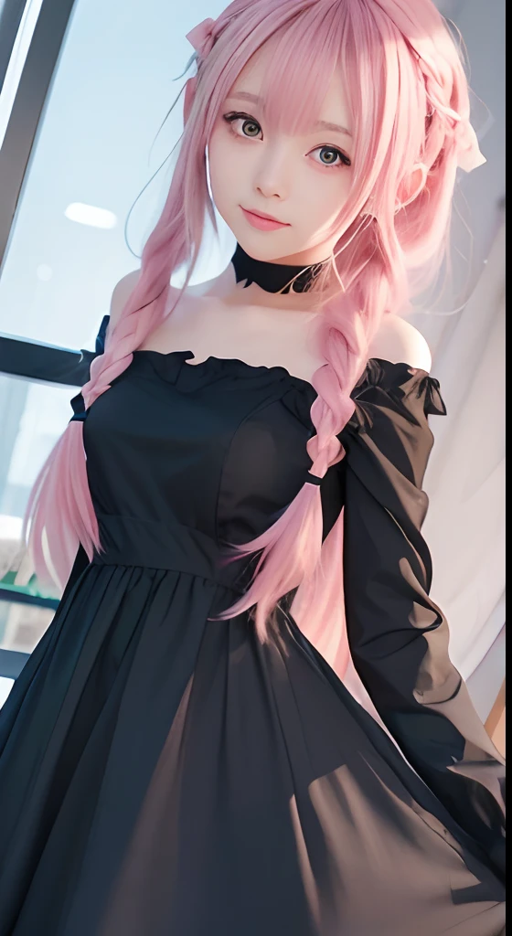 ((top-quality, 8K, masterpiece:1.3)), A detailed eye, (looking at from the front), ((Everything is sparkling、reflecting light:1.2)), (Best Ratio: 4 fingers, 1 thumb), Highly detailed facial and skin texture, ((perfectly proportions, Beautiful body, showing your whole body:1.5)),extremely detailed CG unity 8k wallpaper, best quality, ultra-detailed, masterpiece, realistic, photo realistic, blush, parted lips , half body, (Perona One Piece), pink long hair, blushing, ((contrapposto)),( cute face), goth outfit, twintails, stripe legging, skirt, smiling, back shot , suggestive butt shot
