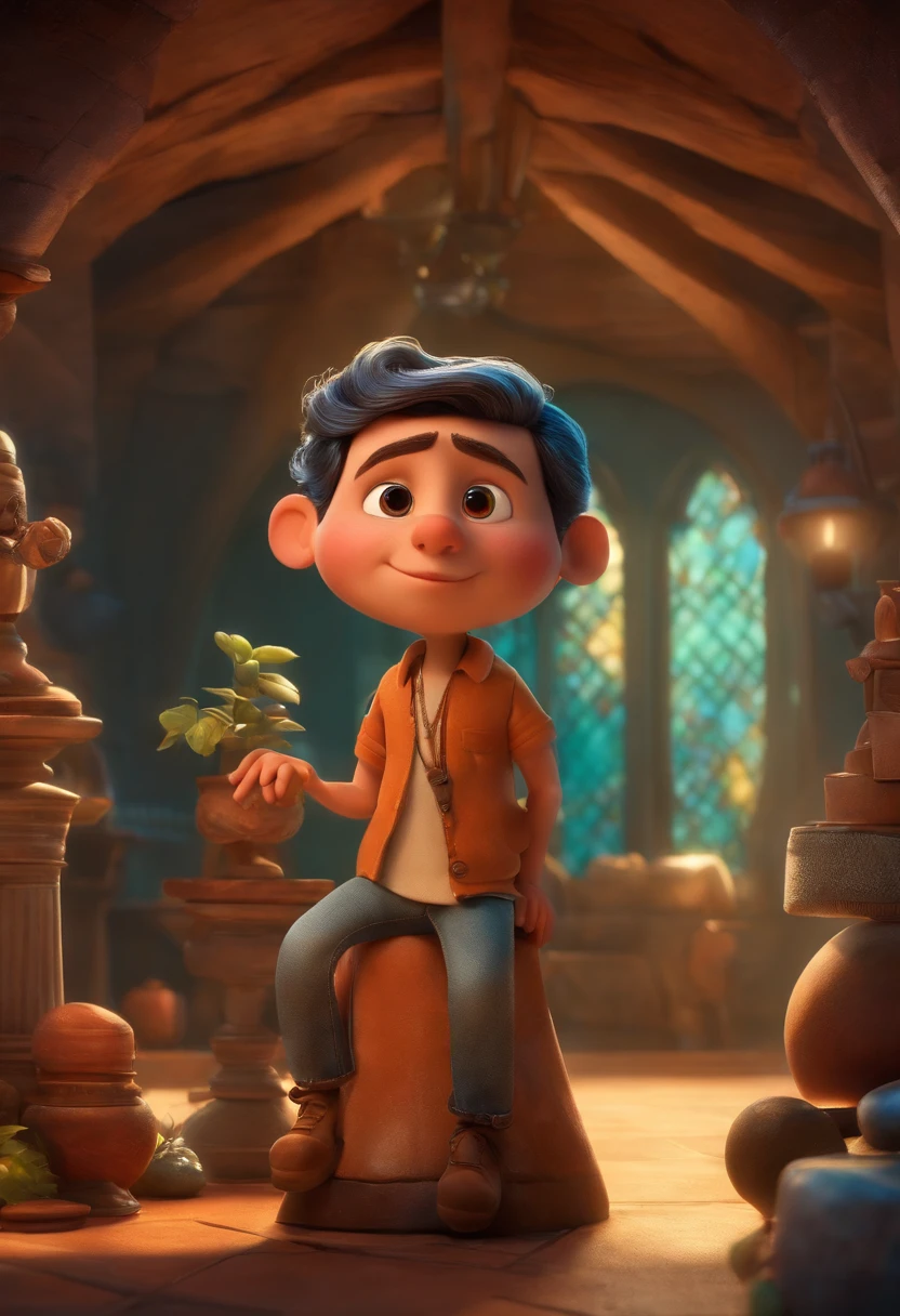A Dream Architect Inspired by Pixar Animation, de perto. The character takes center stage with captivating facial expressions, oferecendo um toque de irrealidade