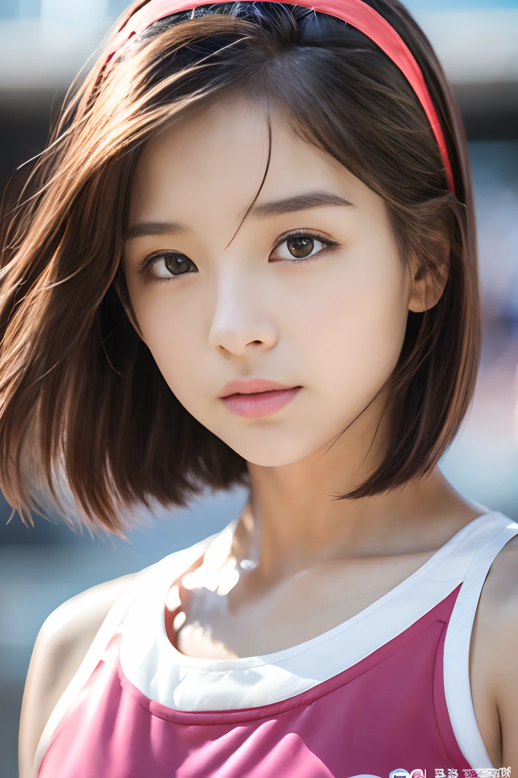(RAW photo, 4k, masterpiece, high resolution, extremely complex) (realistic: 1.4), cinematic lighting Delicate girl with facial features
1 Girl, Single Focus, Summer Noon, Hot, 1990s\(Style\), Skin White, (Best Quality), (Highres), (An Extremely Delicate and Beautiful),,(Beautiful 8k face),(Brown Eyes),(ulzzang-6500:1.0),(solo),( looking side),(spectators),(NBA),bent over,,lookside,(side), ,(Basketball sportswear),((Play basketball)),((gymnasium)),((speed)),(reality),