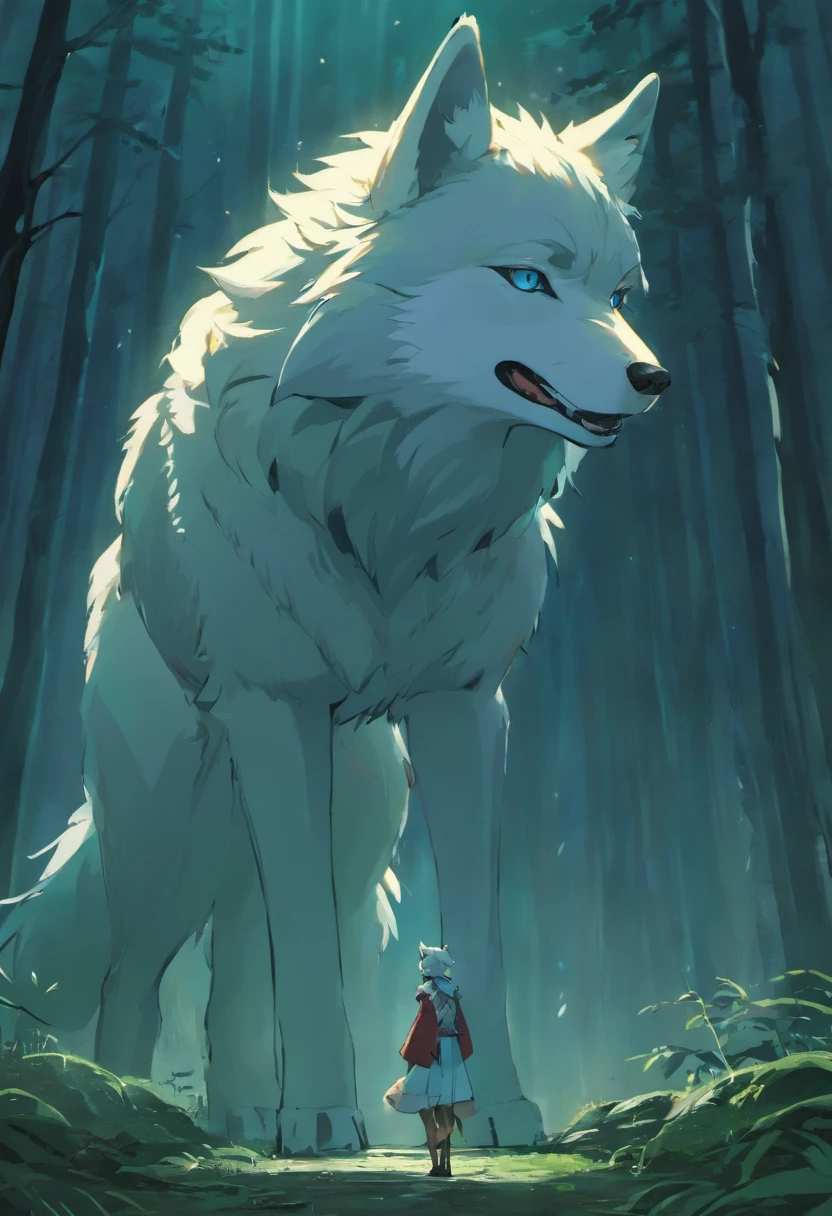 A majestic wild wolf standing in its natural habitat, showing its powerful presence and vibrant coating.