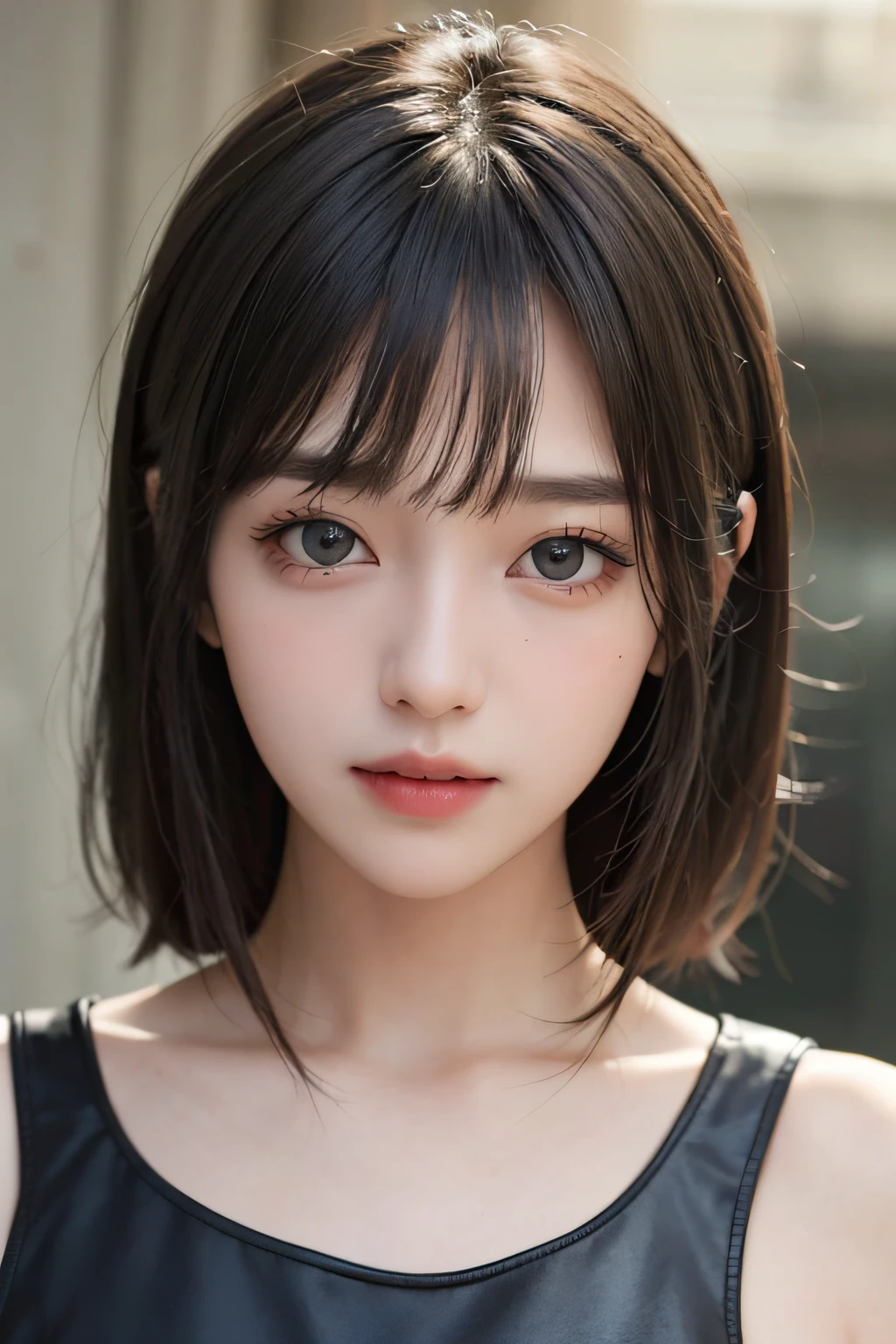 (8k, RAW photos, top quality, masterpiece: 1.2), ultra detailed, super resolution, (real, real photos: 1.37), portraits, high definition RAW color photos, professional photos, very detailed and beautiful, highly detailed, 8k wallpapers, amazing details, huge file size, official art, highly detailed CG Unity 8k wallpapers, highly detailed beautiful girls, highly detailed faces, Highly Detailed Eyes, Highly Detailed Skin, Highly Detailed Fingers, Very Detailed Nose, Highly Detailed Detailed Mouth, Perfect Anatomy, Detailed Background, Detailed Clothes, One Girl, (20:1.2), 20s, Cute Girl, Realistic Body, Petite, White Skin, Radiant Skin, Slim Body, Black Hair, Short Hair, (Blunt Bangs: 1.2), Cute, Youthful, Pretty Face, Realistic Face, Delicate Eyes, Sale Eyes, ( (Fashionable winter clothes)), ((Up)), ((((Short hair)))), Earrings, Looking at the camera, Cowboy shot, Facing Front, Standing Posture, Contrapposto, Dynamic Lighting, C Cup Breasts,