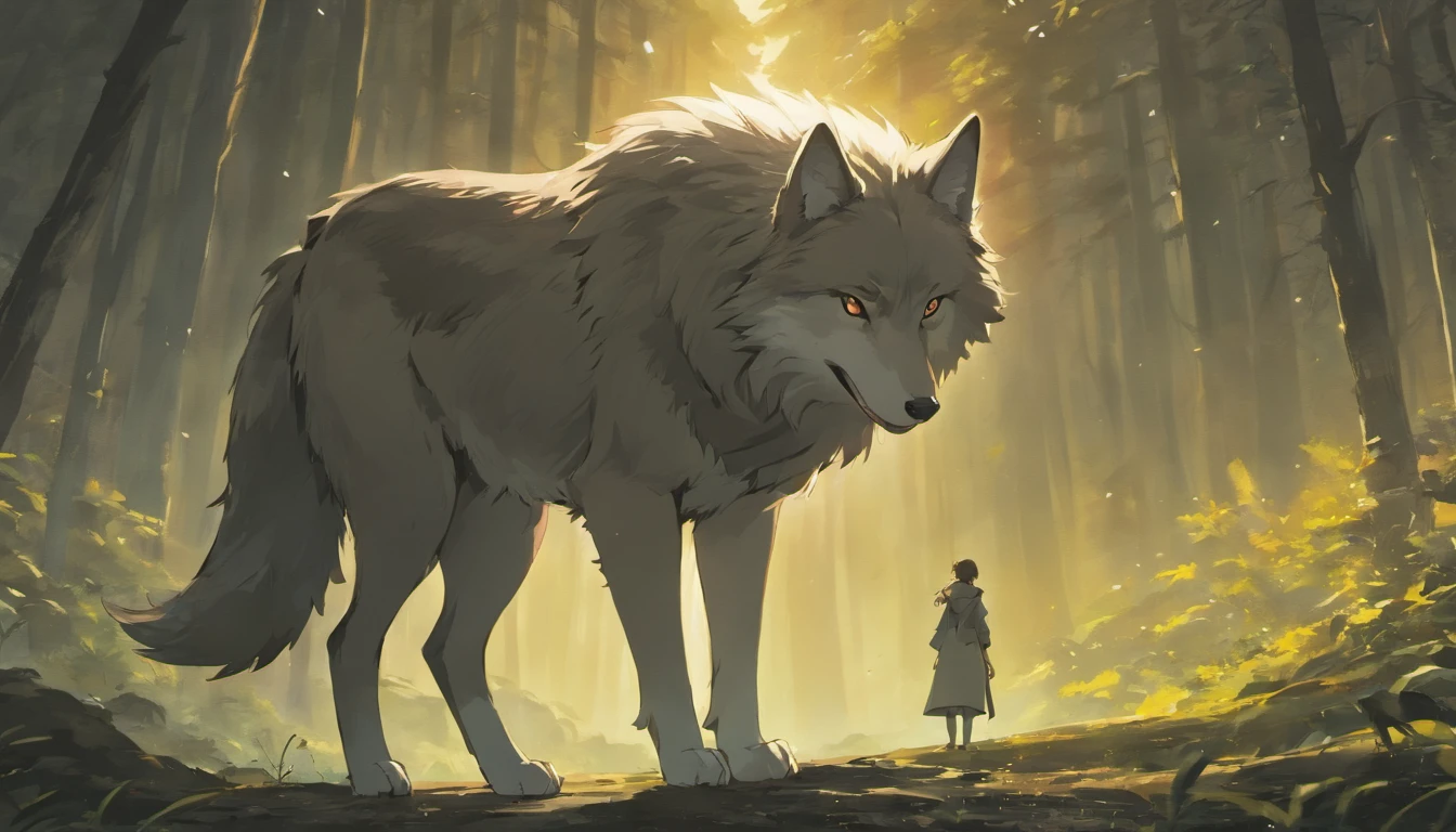 A majestic wild wolf standing in its natural habitat, side view, showing its powerful presence and vibrant coating. howling at the moon.