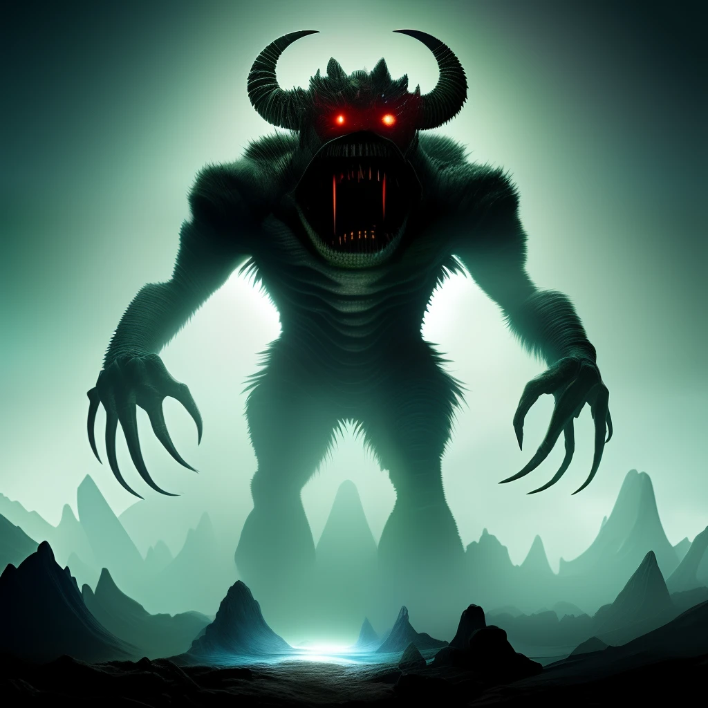 The prompt used for the last images was to create an extremely detailed hyper-realistic image of a towering demon with TWENTY-FOLD-HYPER-focused missile shot effects, augmented with twisted mind-bending effects on a 3D 10 tier photoelectric diamond prism. The effects were designed to warp perception, adding a surreal, constantly fluxing layer to the scene, set against a void-like background to focus on the visual spectacle.