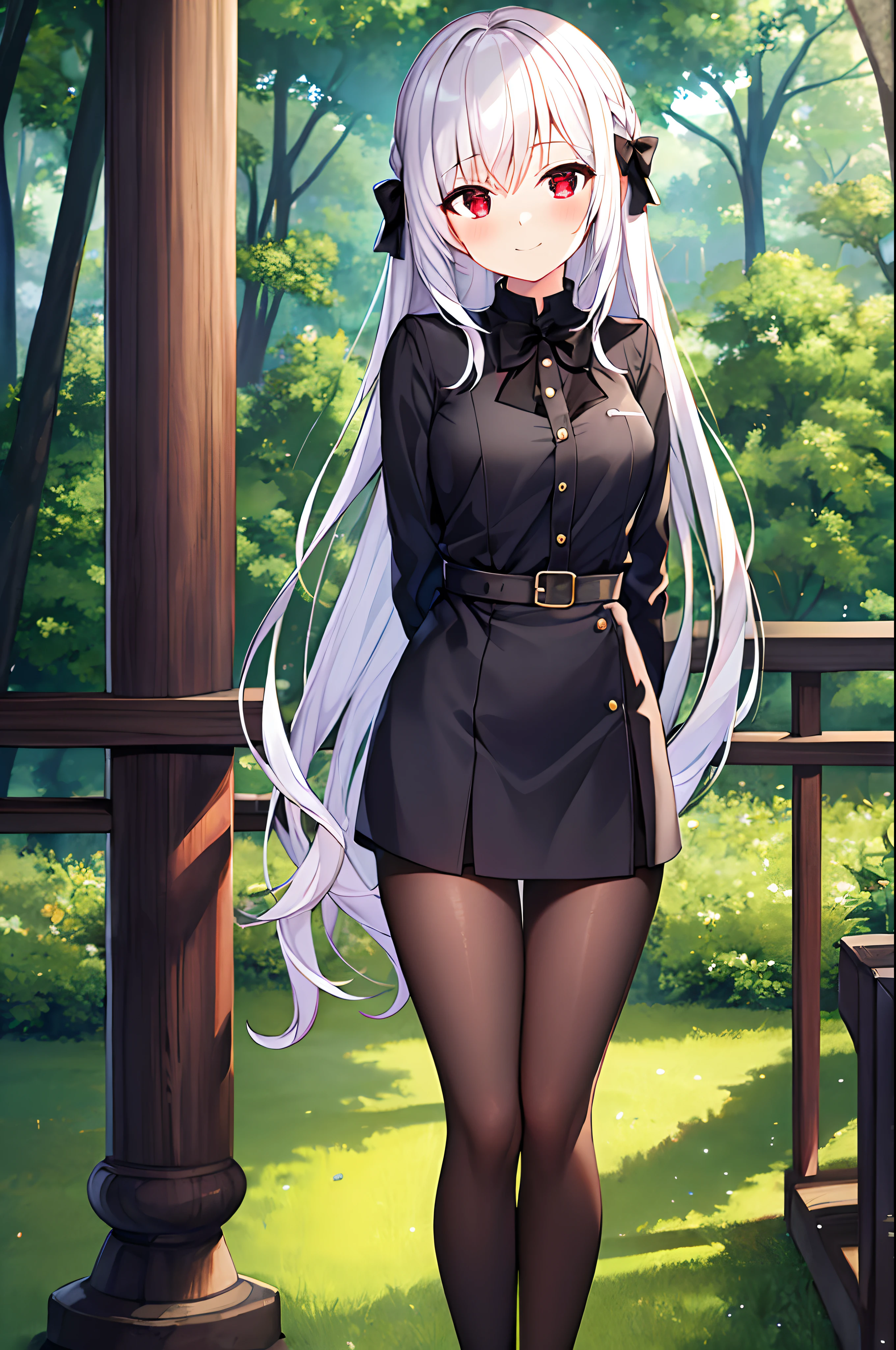 masterpiece, best quality, MyleneHFV4, 1girl, solo, black sweater, zettai ryouiki, black legwear, ankle boots, sitting, anime coloring, outdoors, very long hair, <lora:MyleneHFV4-10:0.8>