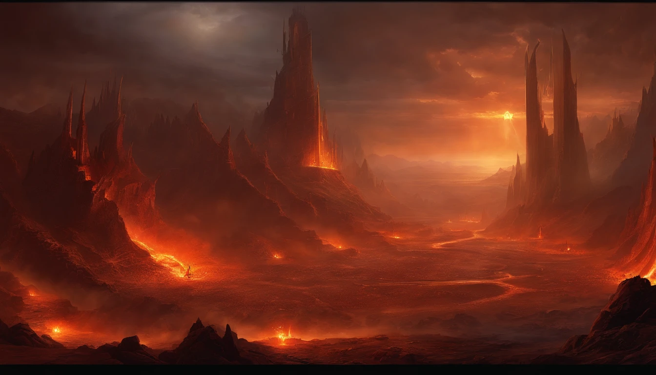24k,ultra - detailed， Hellscape, The bottom of hell, the final battle in hell, apocalyptic landscape!!!!!, mustafar, Hell ruins, ! apocalyptic landscape!!, Awesome D & D The Art of the Dark Sun, portal to hell, portal to hell, World of Warcraft art, rescue from the underworld!!!!!!