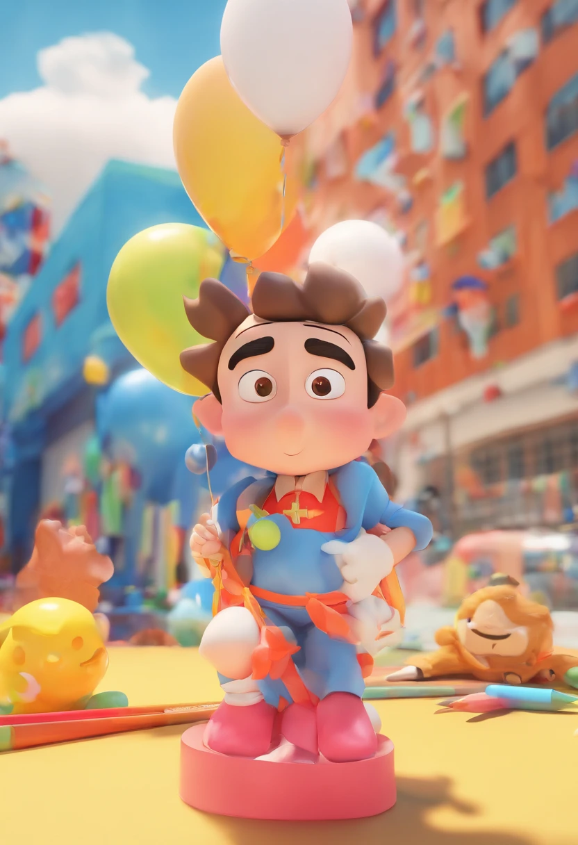 Below the picture is a crayon Xiaoxin，Crayon Shin-chan is surrounded by a blue background，The blue part is inflated in 3D like a balloon