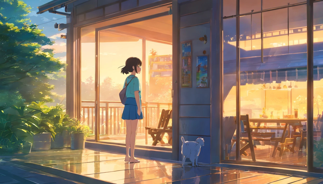 (obra prima) (ultrarealista) house of glass, paisagem ampla, casal menino e menina