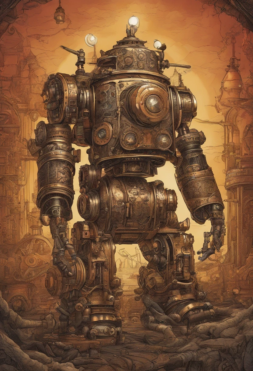 A toon Crazy whit a Big ONE a Only RED Eye Robot CCCP Soviet, and sEport team, tongs in hands, Tv head, pinhead, camouflage Gold Silver Pink Rusty, Ambient in a meteorite crater super detailed, center, beautiful, soft lighting, focused on the character, 4K resolution, photorealistic rendering,