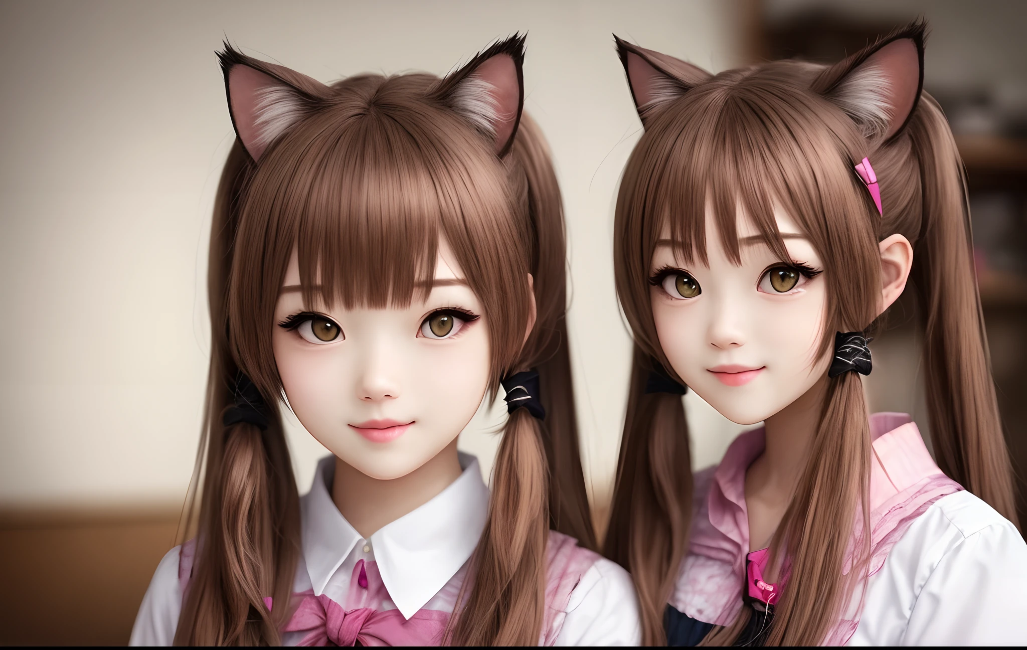 Cat Girl Cute Realistic Twin Tails