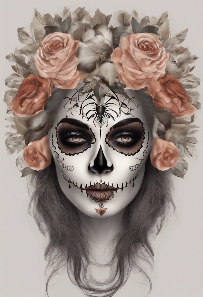 an oil painting in the style of WLOP of a woman with sugar skull paint and candles holding,  in the style of realistic fantasy artwork,  digital airbrushing,  tanya shatseva,  contrasting lights and darks,  pixel art,  exaggerated facial features,  Ruben Maya
*a woman with a sugar skull makeup and roses around her head,  celebrating day of the dead,  dia de los muertos,  day of the dead,  dia de muertos,  dia de los muertos. 8 k,  la catrina,  jen bartel,  (dia de los muertos),  day of all the dead,  ( dia de los muertos ), Negative prompt: (worst quality,  low quality,  3d,  2d),  open mouth,  tooth, ugly face,  old face,  double heads,  extra limbs
Steps: 55, Sampler: Euler a, CFG scale: 7.0, Seed: 1345639005, Size: 768x1152, Model: copax_melodies_xl_beta2: 74c8901022ae", Version: v1.6.0.40-2-gbf9b3cf, TaskID: 650040315251726033