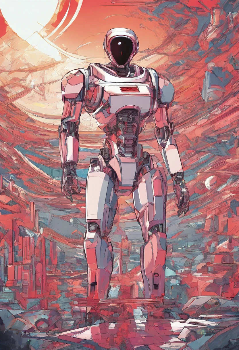 A toon Crazy whit a Big ONE a Only RED Eye Robot CCCP Soviet, and sEport team, tongs in hands, Tv head, pinhead, camouflage Gold Silver Pink Rusty, Ambient in a meteorite crater super detailed, center, beautiful, soft lighting, focused on the character, 4K resolution, photorealistic rendering,