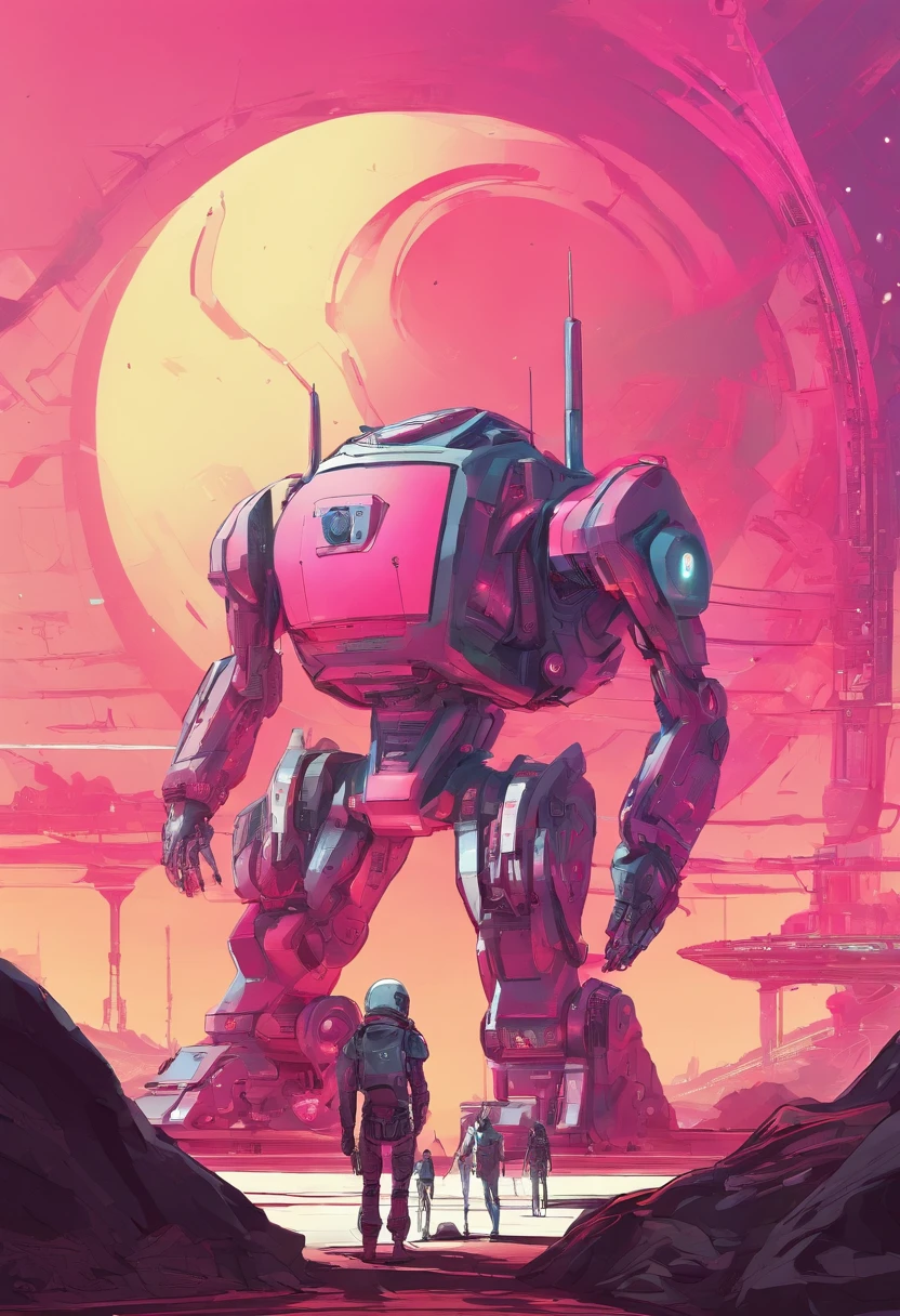 A toon Crazy whit a Big ONE a Only RED Eye Robot CCCP Soviet, and sEport team, tongs in hands, Tv head, pinhead, camouflage Gold Silver Pink Rusty, Ambient in a meteorite crater super detailed, center, beautiful, soft lighting, focused on the character, 4K resolution, photorealistic rendering,