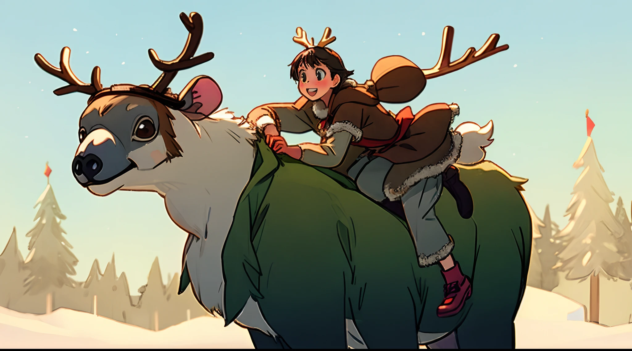 Koala on the back of a reindeer
