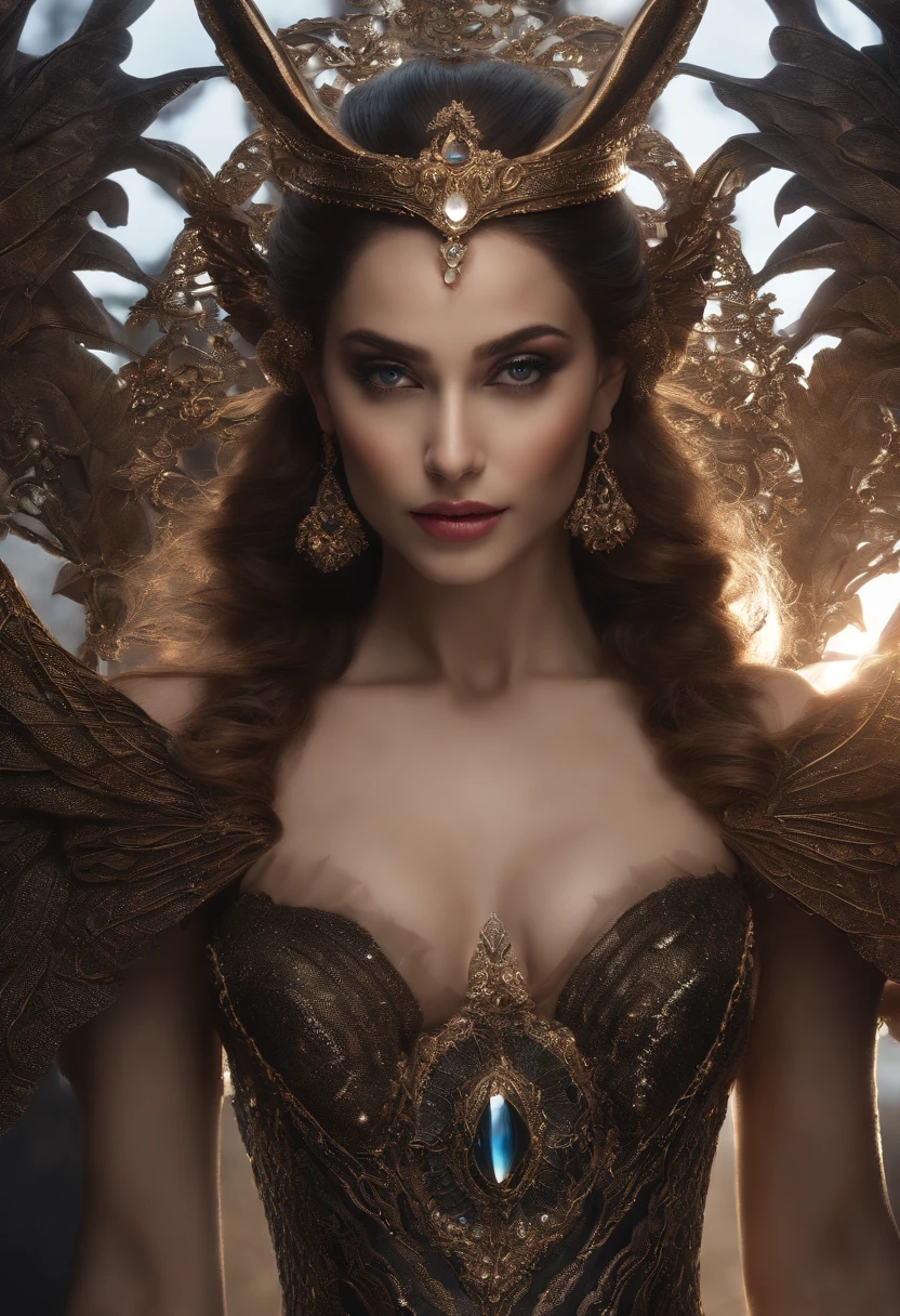 Masterpiece, Highres, Detailed, Extremely Detailed, cinematic widescreen shot, Photograph of Tamanna, beautiful eyes, beautiful face, luscious hair, closed mouth, astral skin, high detailed skin, pink plump lips, beautiful attractive face, studio lighting, sharp, high resolution lora:Tamanna:1, succubus symmetrical face, Hellenistic beauty, soft glam make-up, top eyeliner, highly detailed, sharp, highly detailed glossy eyes, translucent sclera, long curved horns, diamond details, jewelry, choke, corset, scaly rhinestone detailed material, wearing maximalist bodysuit, iridescent and luminescent scales, interference colors, opulent, hyper maximalist, wide spread bat like wings, (detailed fairy wing pixy dust texture:1.2), dark fantasy, futuristic, holographic , stunning, astonishing, otherworldly, mythical being, energy, molecular, textures, breathtaking beauty, pure perfection, demonic presence, unforgettable, impressive, breathtaking beauty, Volumetric light, auras, rays, vivid colors reflectslora:xl_more_art-full_v1:0.5, shallow depth of field, vignette, highly detailed, high budget, bokeh, cinemascope, moody, epic, gorgeous, film grain, grainy . Eerie, unsettling, ominous, dark, spooky, suspenseful, grim, highly detailed, background is a full moon through a wide window showing magical portal behind her, pixy dust details, inside a gothic room, artstyle blend of Yanjuncheng and Miles Johnston, directed by James cameron
