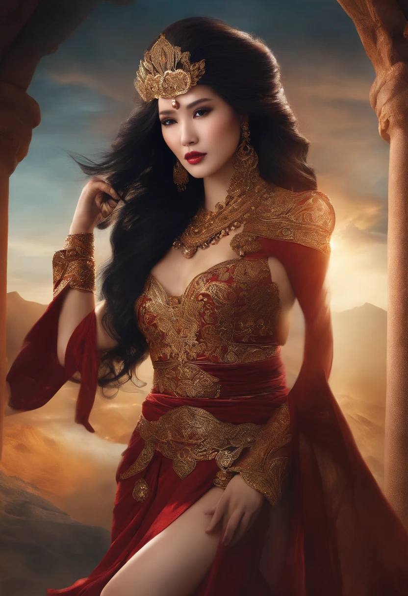 4K,Femme asiatique,Traits du visage exquis, Silhouette voluptueuse, armure,Dirigez la Légion des monstres, Une expression résolue, Couleurs très vives,particules de lumière, avec une lumière brillante, Mshiv, Art du papier peint, Fond d’écran UHD
