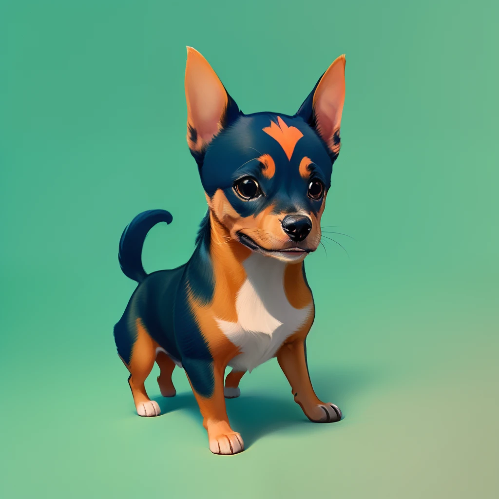 A miniature pinscher named Kiara in pixar style