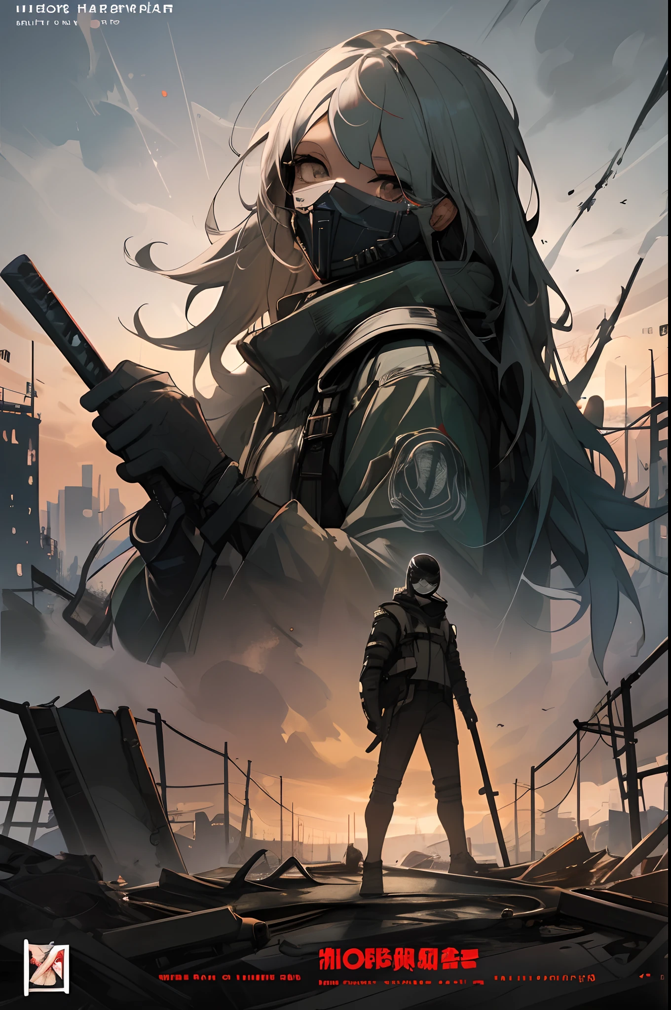 Replaced the hair color of the masked girl in the image with white