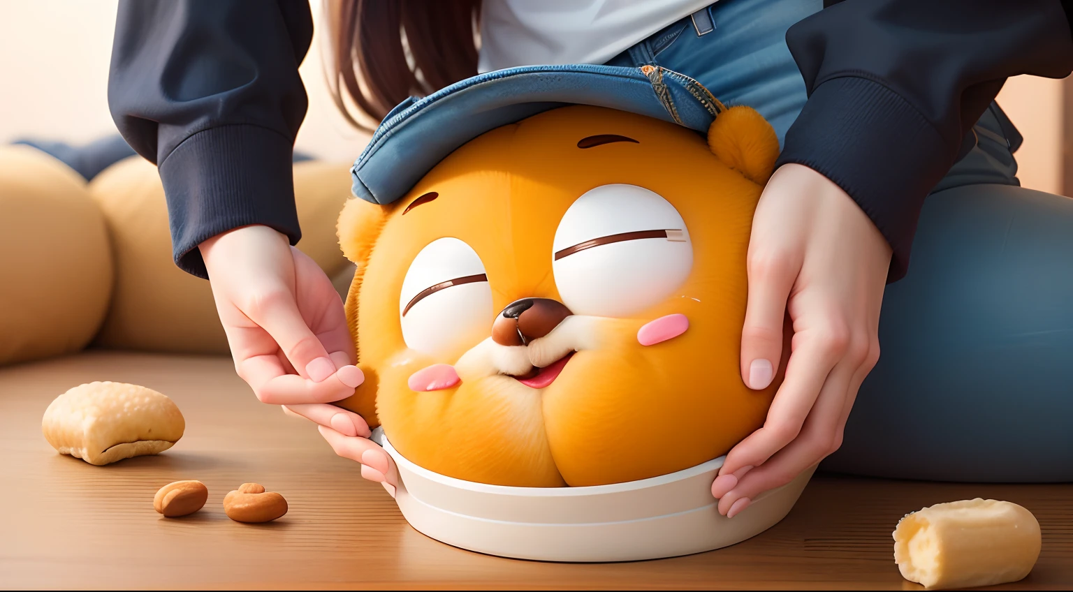 Generate a brand logo that meets the following criteria:
1. Trade name: P-nuts
2. 「let’s nuts?」That's the slogan
3.It is a brand of dating app
4. Peanuts Character(girl with)
5. Anime-style
6. illustratio