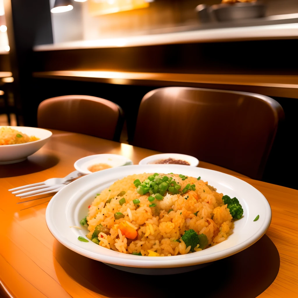 Fried rice on the table, cafe vibe
