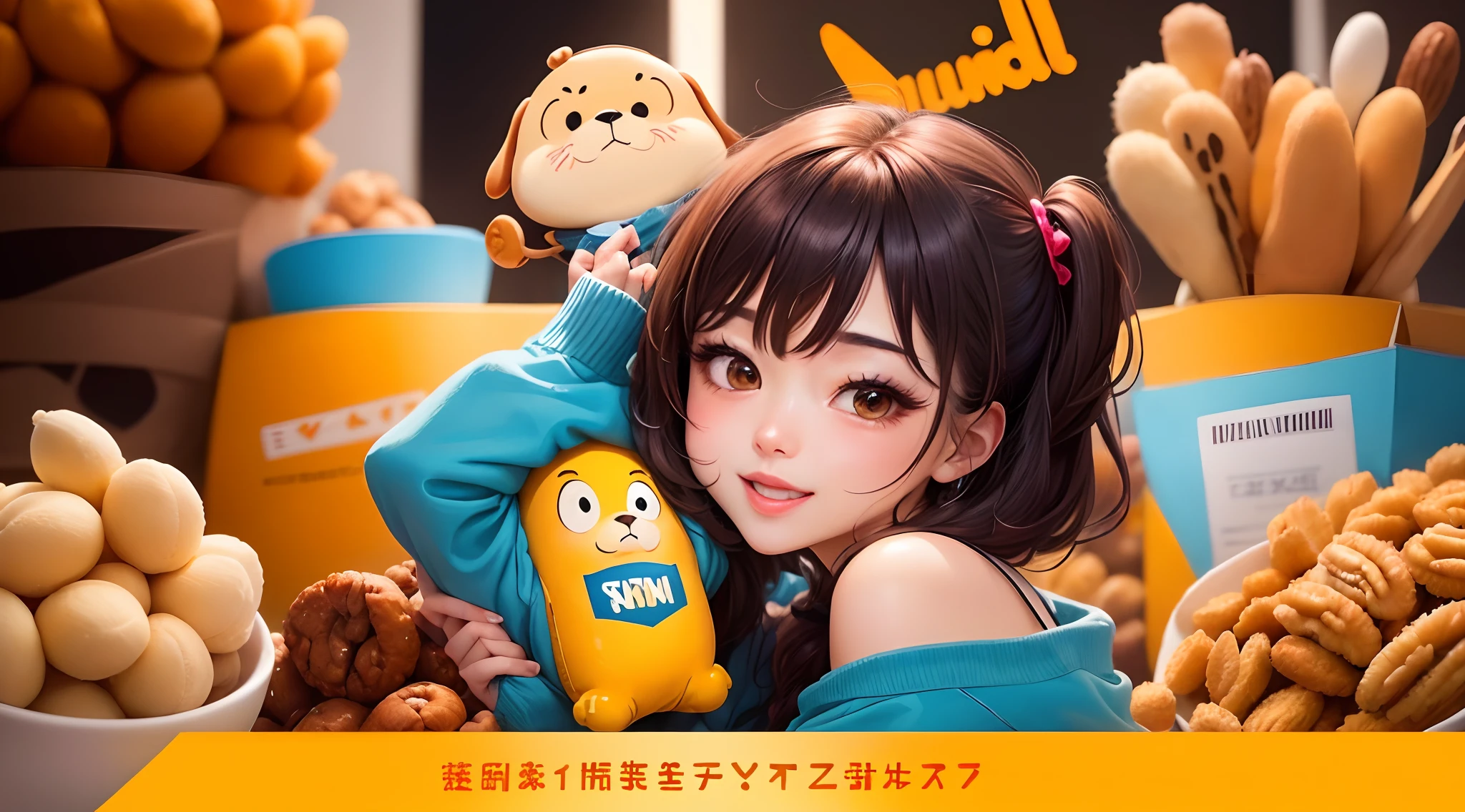 Generate a brand logo that meets the following criteria:

1. brand name: p-nuts
2. 「Nuts？」is the slogan
3.It is a brand of dating app
4. Peanuts Character（girl with）
5. Anime-style
6. illustratio