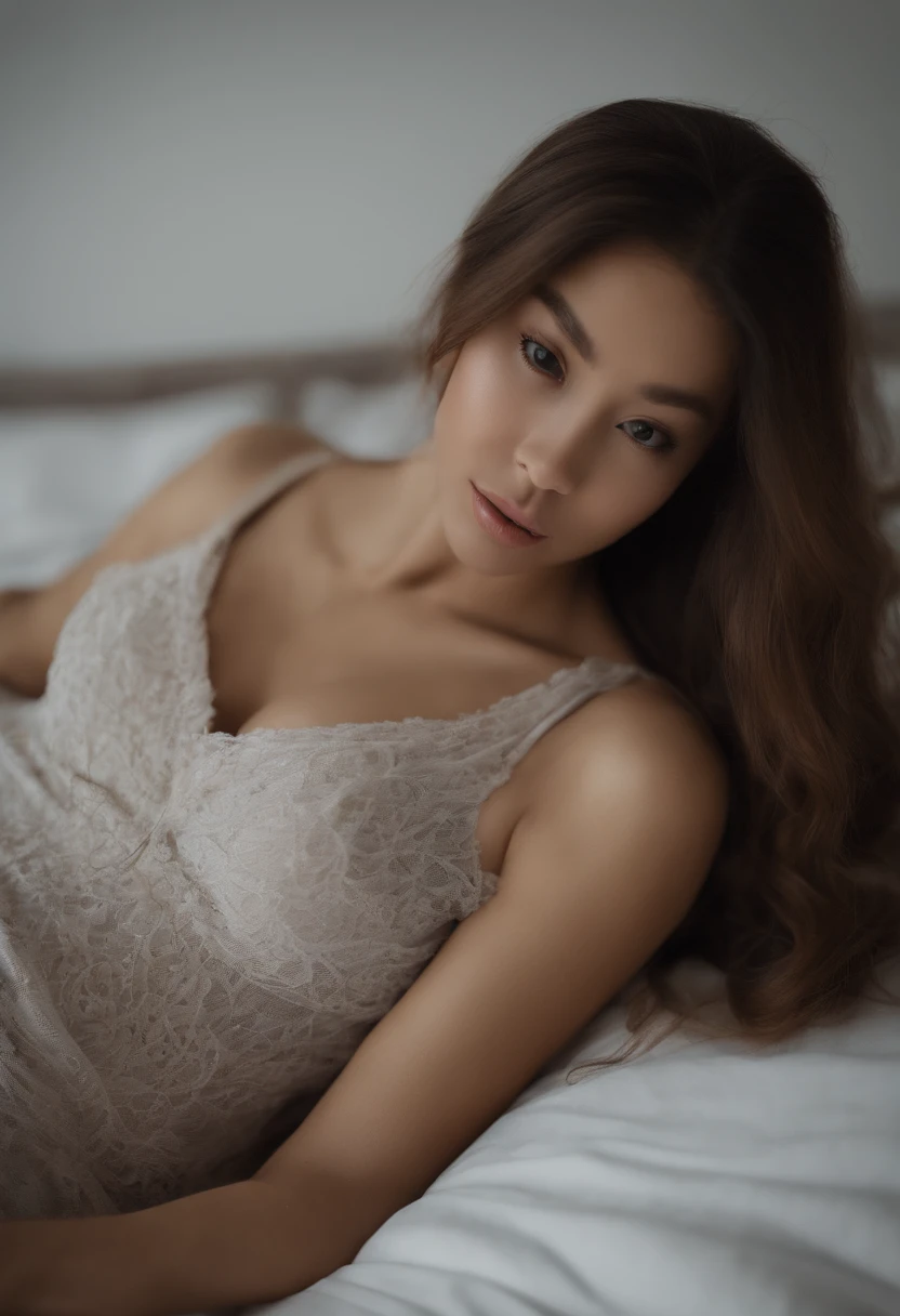 A MILF,Japan Woman,Raised sexy,big breasts exposed cleavage,Lie down in bed,Long legs,A Japanese-style room,komono,Cute,nakeness,Delicate bare breasts