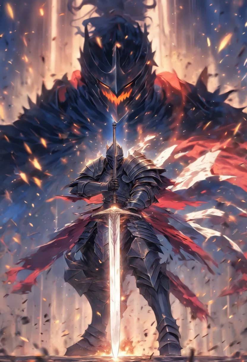 Illustrator knight holding a giant sword, Attack with a giant sword