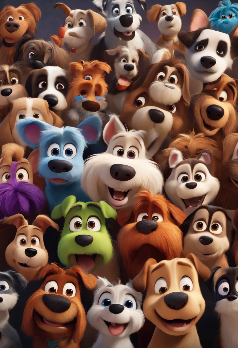 Disney-Pixar-style dogs, hightquality, top-quality
