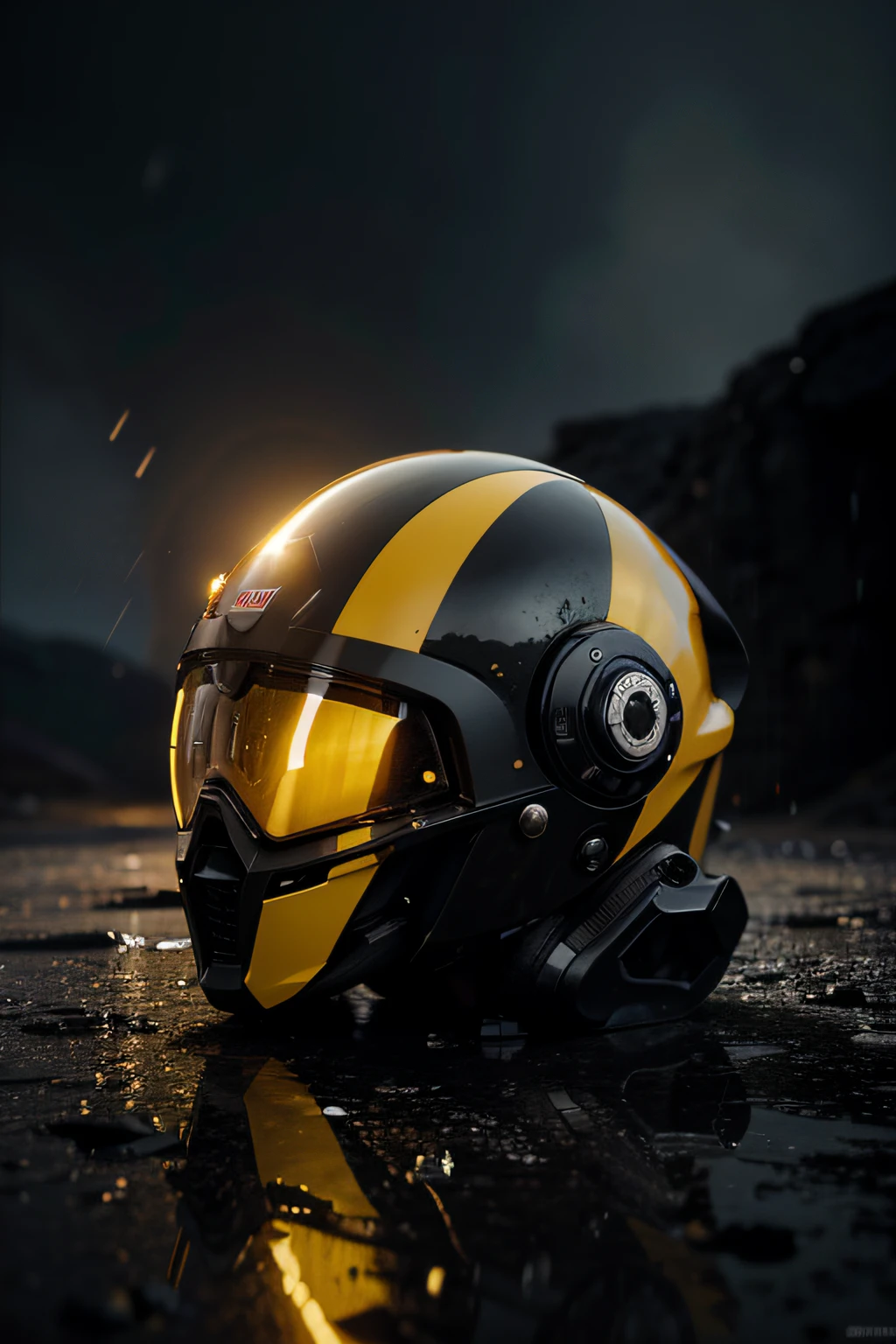 Rocketeer Robot Steam letter 0, Ash Yellow and Black, no background ,Lava and Ice, blur reflection, rain ambient, Liquid Melting, map style, low-poly good resolution, Splatter, soft lighting, Oil On Canvas, Brush Strokes, Smooth, abstract, HDR, ultra high-detail, centered, bokeh, light bloom, depth of field, focused on the character, photorealistic rendering, rainbow colors