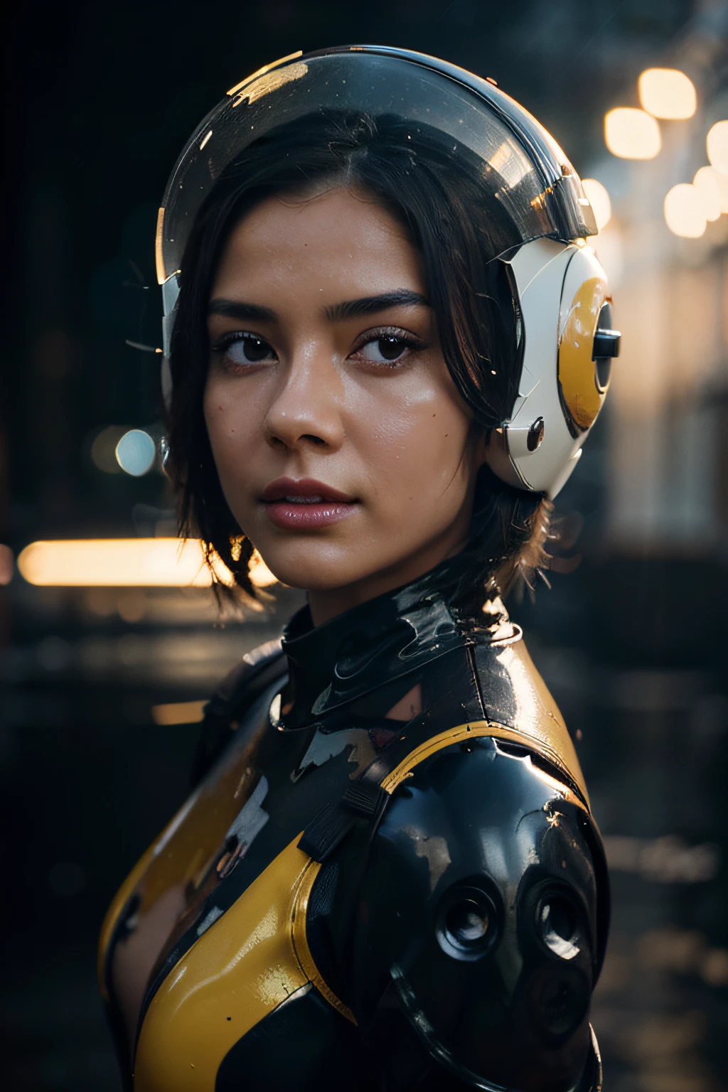 Rocketeer Sexy Alien Girl Robot Steam letter 0, whit Helmet, Ash Yellow and Black, no background ,Lava and Ice, blur reflection, rain ambient, Liquid Melting, map style, low-poly good resolution, Splatter, soft lighting, Oil On Canvas, Brush Strokes, Smooth, abstract, HDR, ultra high-detail, centered, bokeh, light bloom, depth of field, focused on the character, photorealistic rendering, rainbow colors