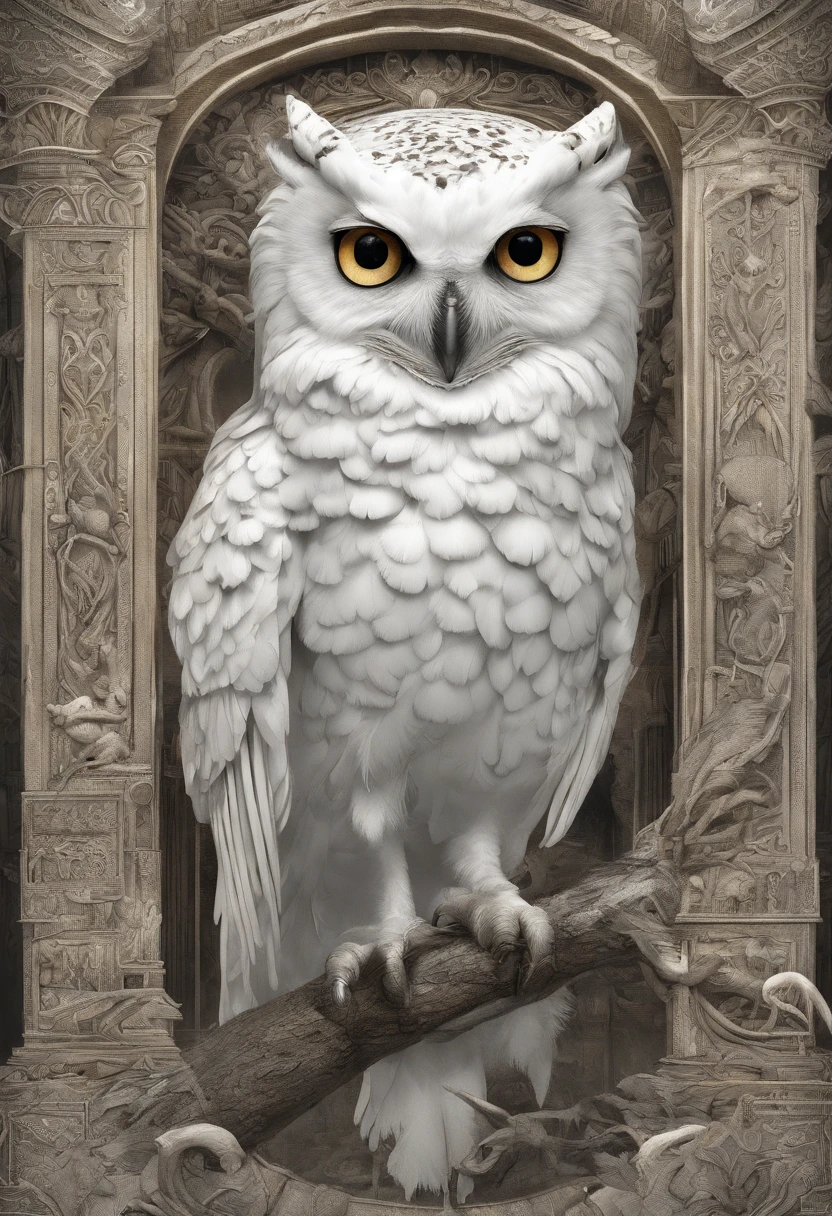 outside border, Close-up, Sony FE GM, surrealism, suprerralistic, hyper HD, Masterpiece, ccurate, Textured skin, Super detail, High details, High quality, Award-Awarded, Best quality, A high resolution, 8K, Anatomically correct,fanciful,mito, (An all-white owl standing on Athena's shoulder close-up),(Hooters:1.37),(Stand on Athena's shoulders),(Stand on the shoulder:1.37) The owl's face is round, largeeyes, very large eyes, short, Curved beak, short, Dense all-white feathers, Thick claws, It has various patterns on its plumage. It is a unique and beautiful creature,The wonders and wisdom of nature are showcased , (atenea:0.8),The eyes of the goddess were bright and large, Charming and majestic, Her facial contours are elegant and refined, The Greek nose is straight, Her hair is blonde or dark, Long and smooth, And her mouth is often pursed tightly, Show her determination and determination. Her skin is fair and flawless, ivory skin, Dignified and beautiful, Wear yours with a delicately embroidered dress, Wear a helmet crown in battle, In his right hand he holds a spear, In his left hand, He was holding a golden tassel in his hand, The image of Egis is characterized by a shining golden glow, He wore an olive branch on his head, Symbol of peace close-up, Close-up, Sony FE GM, surrealism, suprerralistic, hyper HD, Masterpiece, ccurate, Textured skin, Super detail, High details, High quality, Award-Awarded, optimum