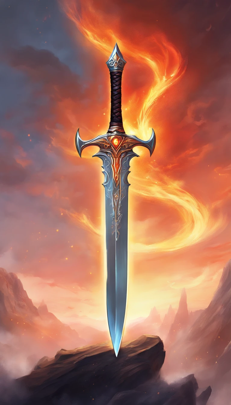 A large, legendary sword with fiery details