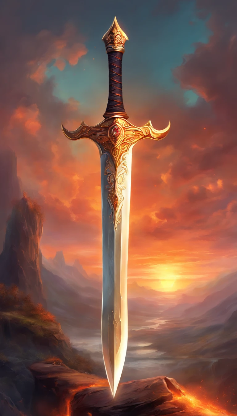 A large, legendary sword with fiery details