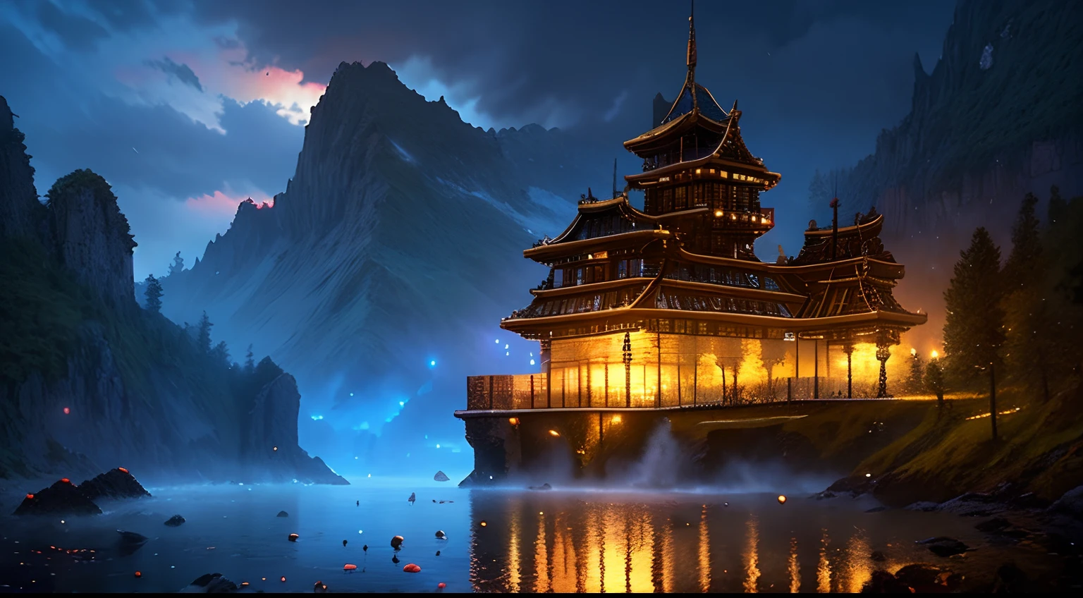pixel game,scenography,fantastical scenes,hell,magma,gloomy castle,cold shades, Pixel art #pixelart