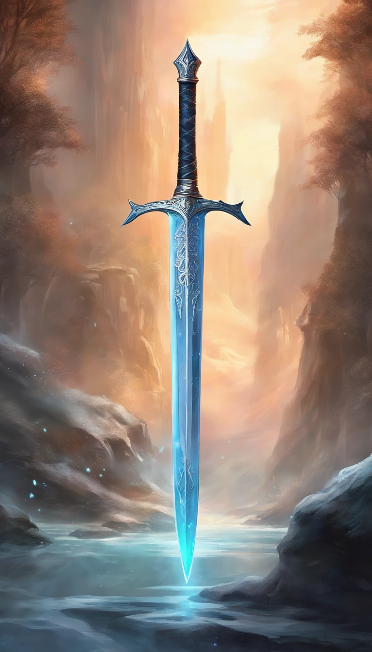 A large, legendary sword with icy details